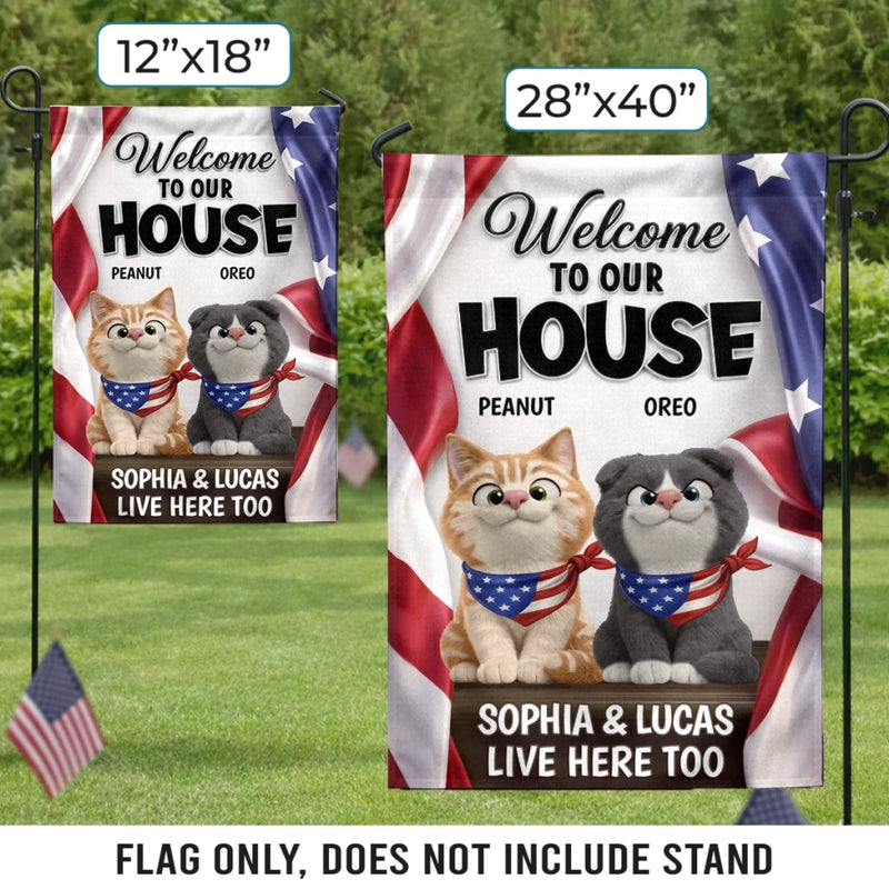 Custom Flag - Personalized America 250th Anniversary Gifts For Cat Lovers, Cat Mom And Dad - Welcome To Our Cat Kingdom
