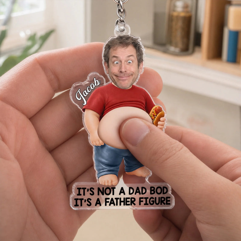 Custom Photo Dad Bod Belly Squishy Acrylic Keychain - Personalized Father's Day Funny Gifts For Dad, Grandpa - Dad Bod In Progress