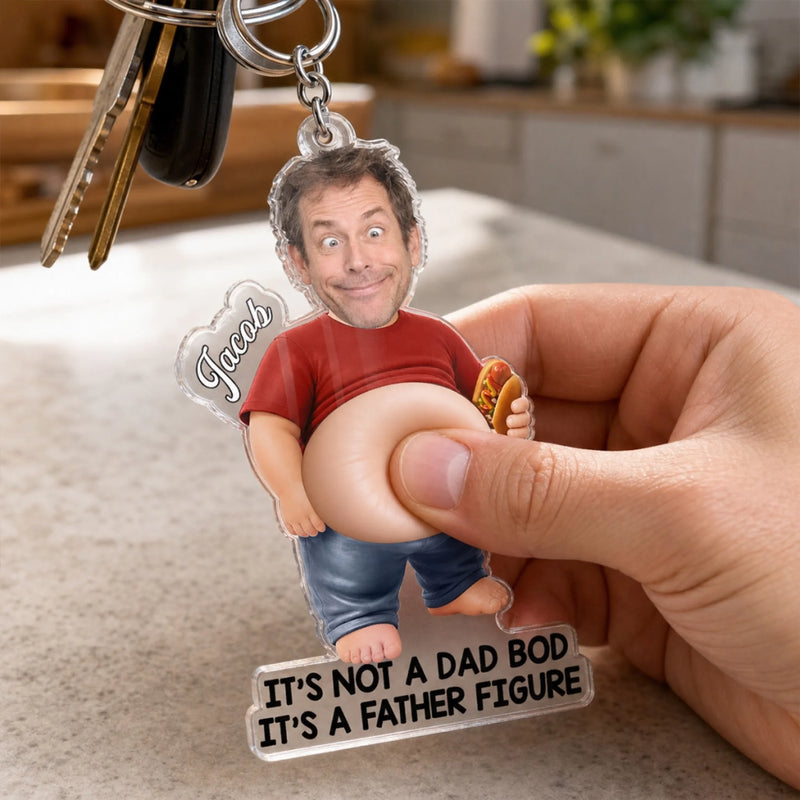 Custom Photo Dad Bod Belly Squishy Acrylic Keychain - Personalized Father's Day Funny Gifts For Dad, Grandpa - Dad Bod In Progress