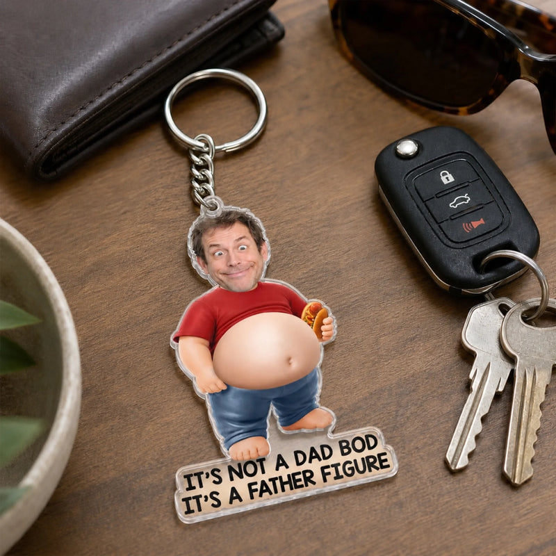 Custom Photo Dad Bod Belly Squishy Acrylic Keychain - Personalized Father's Day Funny Gifts For Dad, Grandpa - Dad Bod In Progress