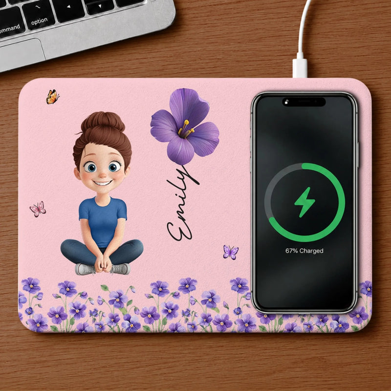 Custom Charging Mat - Personalized Best Friend Birthday Gifts For Women, Besties, Sisters, BFF, Family, Yourself - My Little Heartbeat Forever