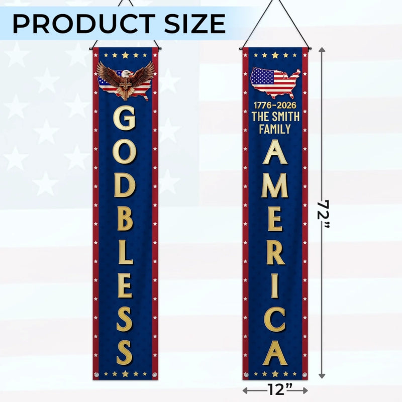 Custom Porch Banner Set - Personalized America 250th Anniversary Gifts For Mom, Dad, Brother, Sister, Kids - Stars Stripes And Freedom
