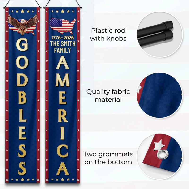 Custom Porch Banner Set - Personalized America 250th Anniversary Gifts For Mom, Dad, Brother, Sister, Kids - Stars Stripes And Freedom
