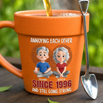 Custom Plant Pot Ceramic Mug - Personalized Birthday Garden Gifts For Husband And Wife, Him And Her - Growing Older, Loving Deeper