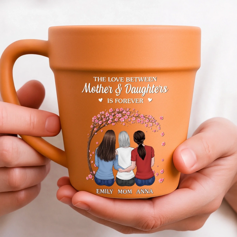Custom Plant Pot Ceramic Mug - Personalized Birthday Gifts For Mom, Daughter - Mother And Daughter, Connected Forever