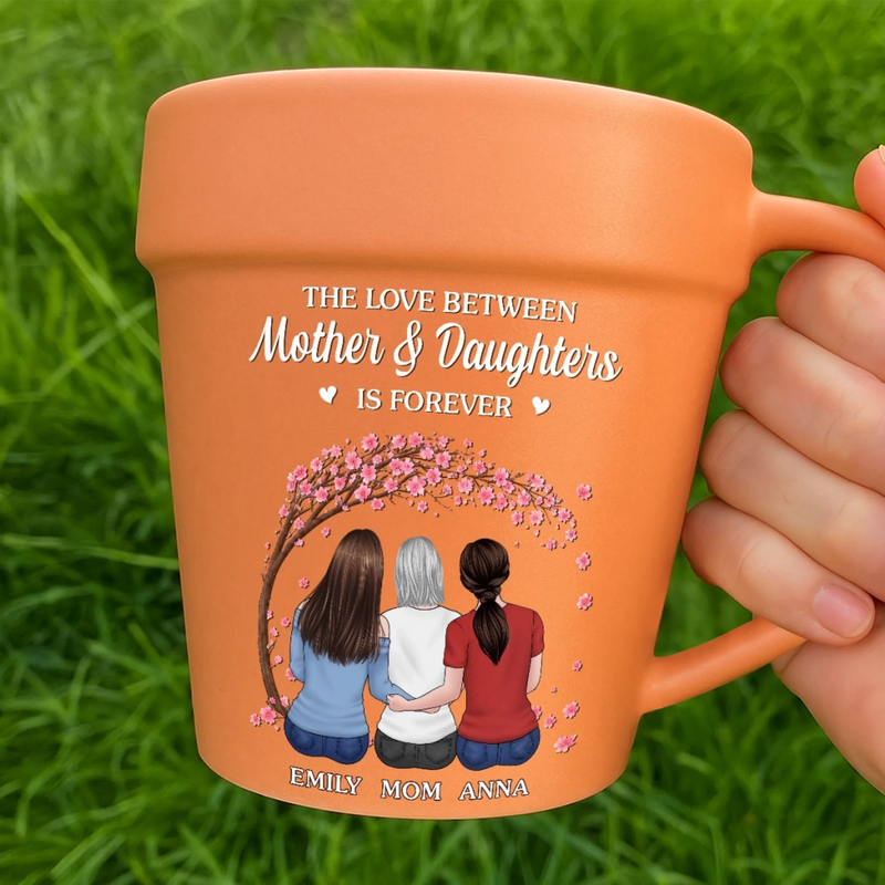 Custom Plant Pot Ceramic Mug - Personalized Birthday Gifts For Mom, Daughter - Mother And Daughter, Connected Forever