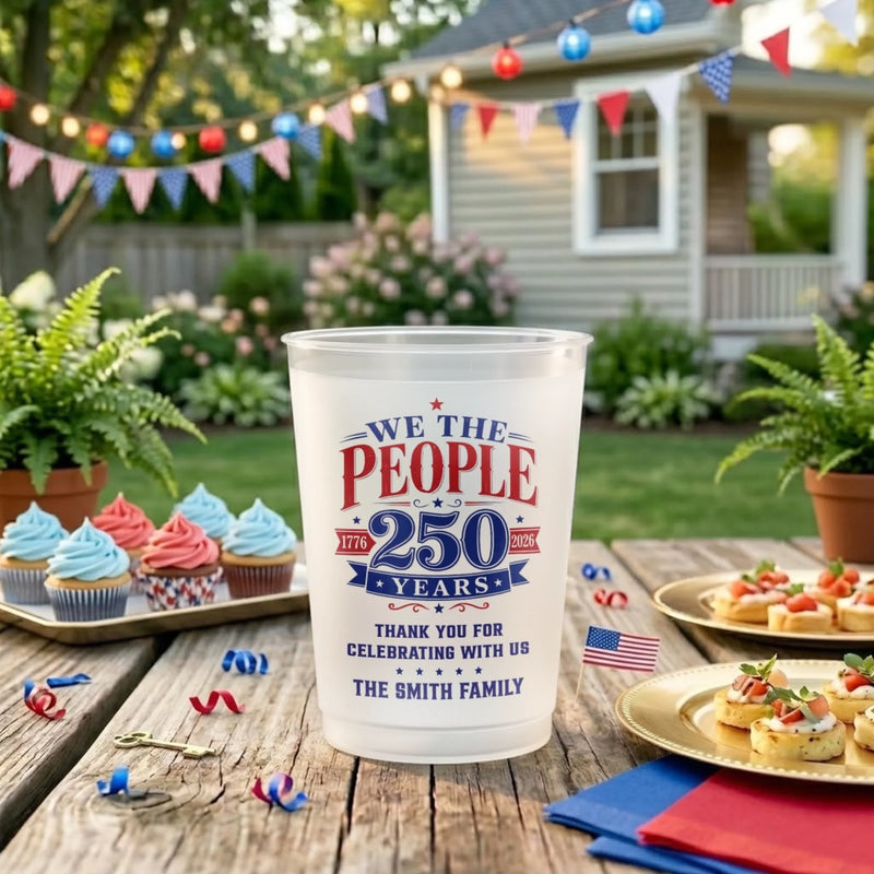 Custom Party Cups - Personalized America 250th Anniversary Gifts For Mom, Dad, Brother, Sister, Kids - Proud Hearts Strong Nation