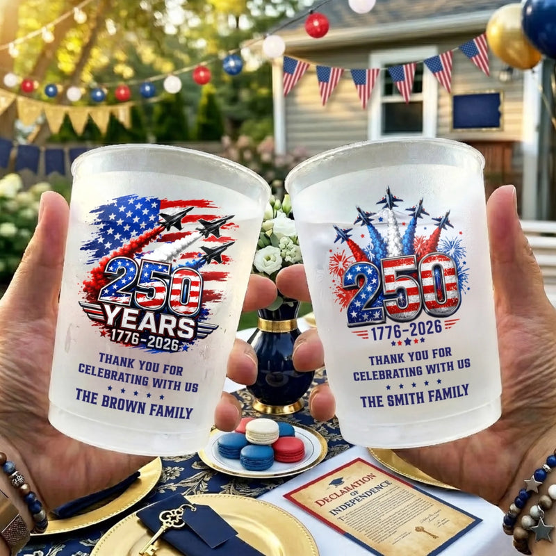 Custom Party Cups - Personalized America 250th Anniversary Gifts For Mom, Dad, Brother, Sister, Kids - Born For Freedom Built To Last