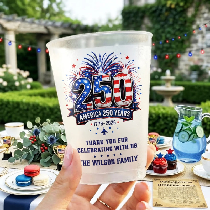 Custom Party Cups - Personalized America 250th Anniversary Gifts For Mom, Dad, Brother, Sister, Kids - Born For Freedom Built To Last