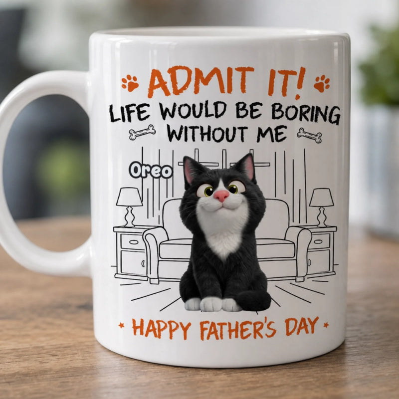 Custom Mug - Personalized Father's Day Birthday Gifts For Dog Cat Lovers, Dog Dad And Mom, Cat Owners - Life Is Better With My Furry Friends