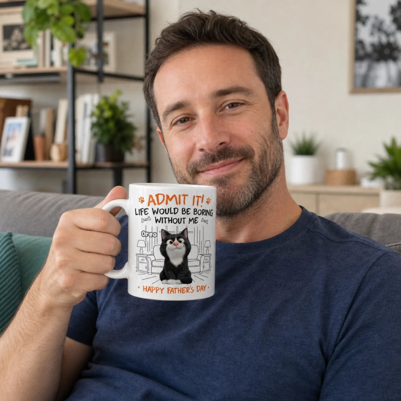 Custom Mug - Personalized Father's Day Birthday Gifts For Dog Cat Lovers, Dog Dad And Mom, Cat Owners - Life Is Better With My Furry Friends