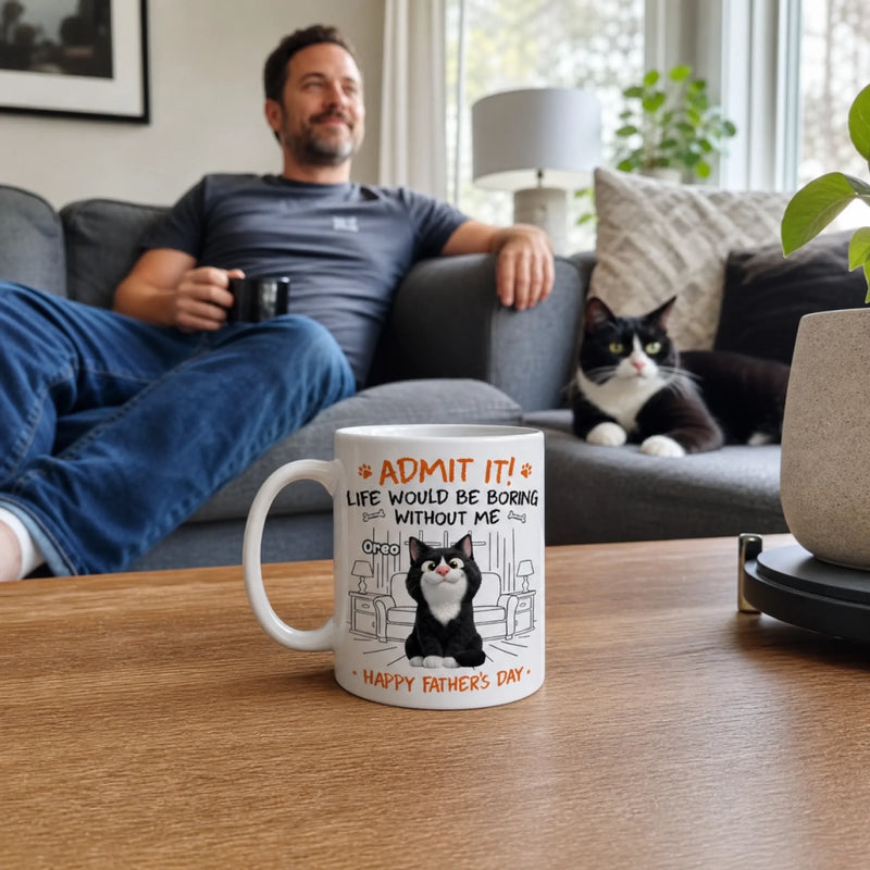 Custom Mug - Personalized Father's Day Birthday Gifts For Dog Cat Lovers, Dog Dad And Mom, Cat Owners - Life Is Better With My Furry Friends
