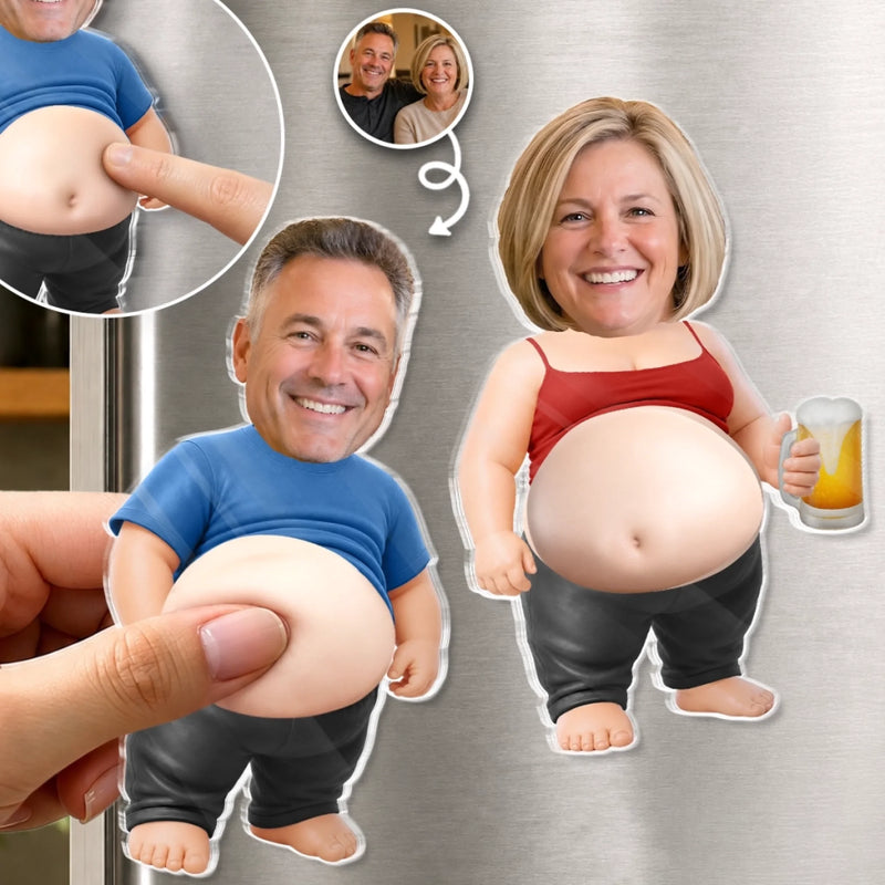 Custom Photo Squishy Acrylic Fridge Magnet - Personalized Anniversary Wedding Gifts For Husband And Wife, Him And Her - Official Belly Appreciation Club