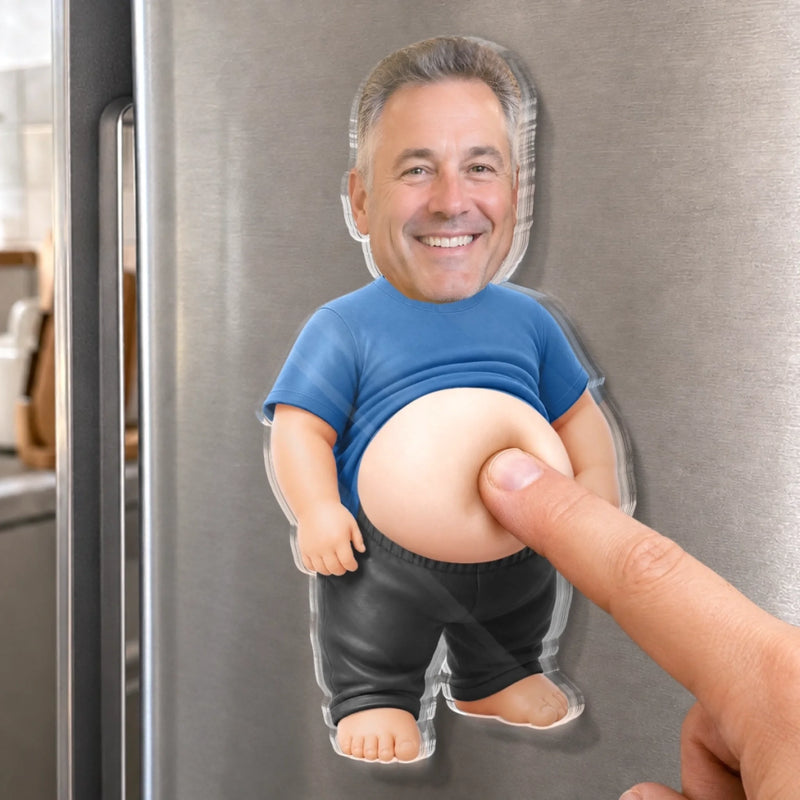 Custom Photo Squishy Acrylic Fridge Magnet - Personalized Anniversary Wedding Gifts For Husband And Wife, Him And Her - Official Belly Appreciation Club