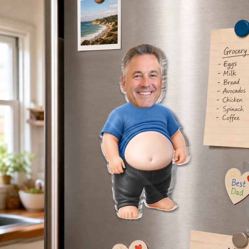 Custom Photo Squishy Acrylic Fridge Magnet - Personalized Anniversary Wedding Gifts For Husband And Wife, Him And Her - Official Belly Appreciation Club