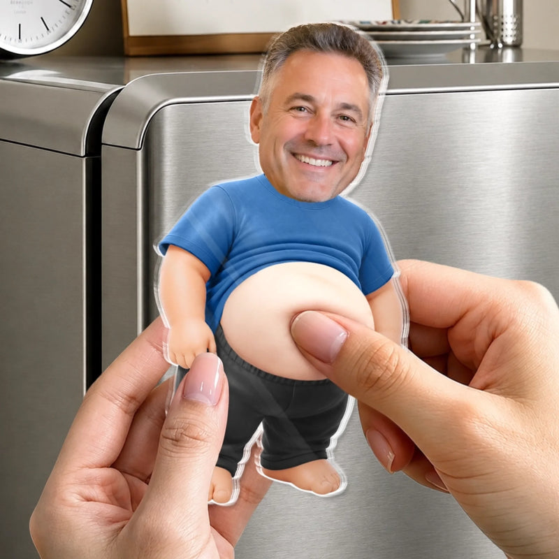 Custom Photo Squishy Acrylic Fridge Magnet - Personalized Anniversary Wedding Gifts For Husband And Wife, Him And Her - Official Belly Appreciation Club