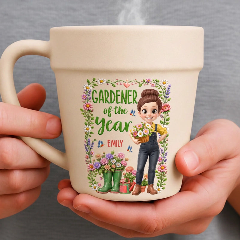 Custom Plant Pot Ceramic Mug - Personalized Birthday Garden Gifts For Gardeners - Master Of The Little Backyard