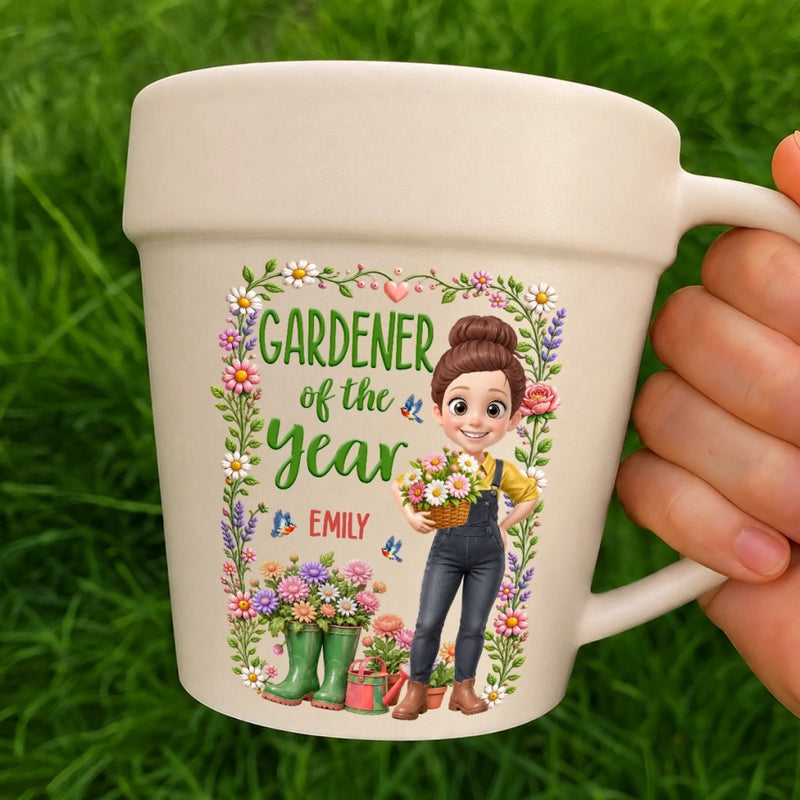 Custom Plant Pot Ceramic Mug - Personalized Birthday Garden Gifts For Gardeners - Master Of The Little Backyard