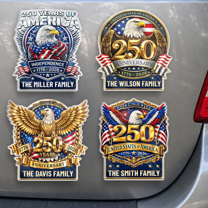 Custom Acrylic Fridge Magnet - Personalized America 250th Anniversary Gifts For Mom, Dad, Brother, Sister, Kids - Land Of The Free
