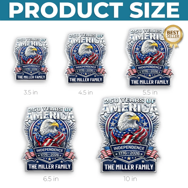 Custom Acrylic Fridge Magnet - Personalized America 250th Anniversary Gifts For Mom, Dad, Brother, Sister, Kids - Land Of The Free