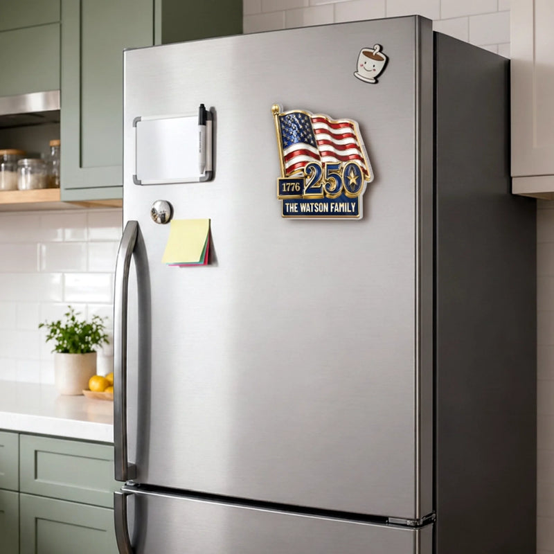 Custom Acrylic Fridge Magnet - Personalized America 250th Anniversary Gifts For Mom, Dad, Brother, Sister, Kids - Freedom Never Fades