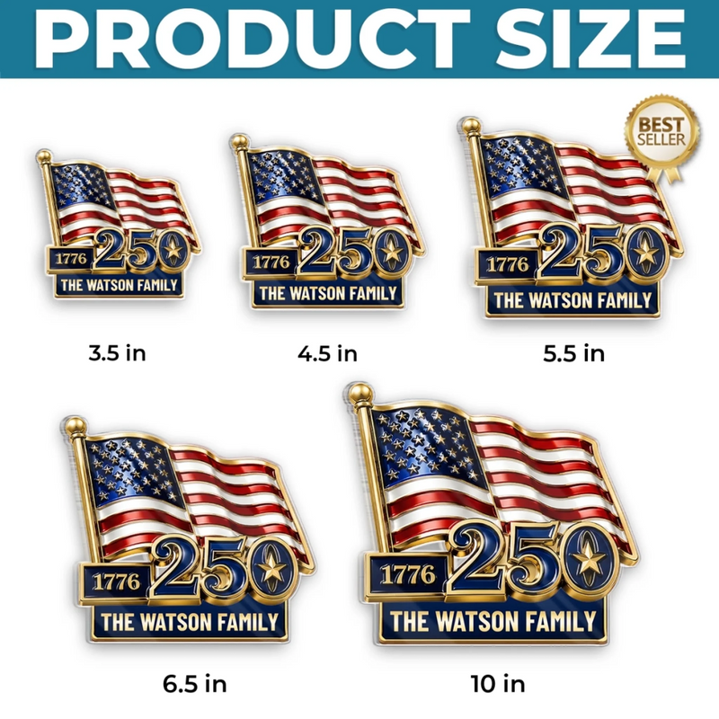 Custom Acrylic Fridge Magnet - Personalized America 250th Anniversary Gifts For Mom, Dad, Brother, Sister, Kids - Freedom Never Fades