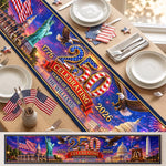 Custom Table Runner - Personalized America 250th Anniversary Gifts For Mom, Dad, Brother, Sister, Kids - Hearts Full Of Pride
