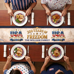 Custom Table Runner - Personalized America 250th Anniversary Gifts For Mom, Dad, Brother, Sister, Kids - Proud Hearts Rise High