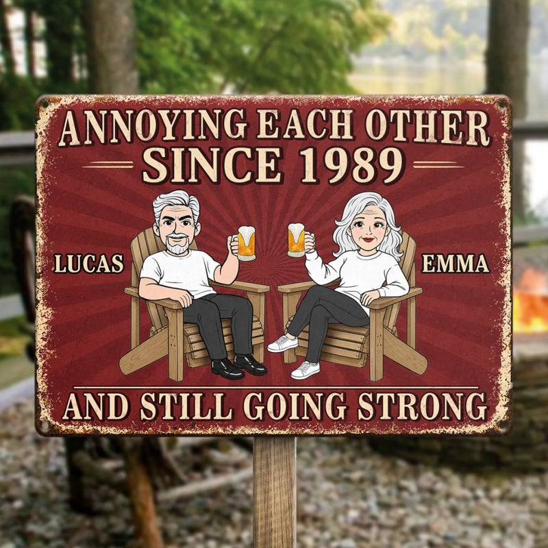 Custom Home Decor Metal Sign - Personalized Anniversary Wedding Gifts For Husband And Wife, Him And Her - Still Driving Each Other Crazy