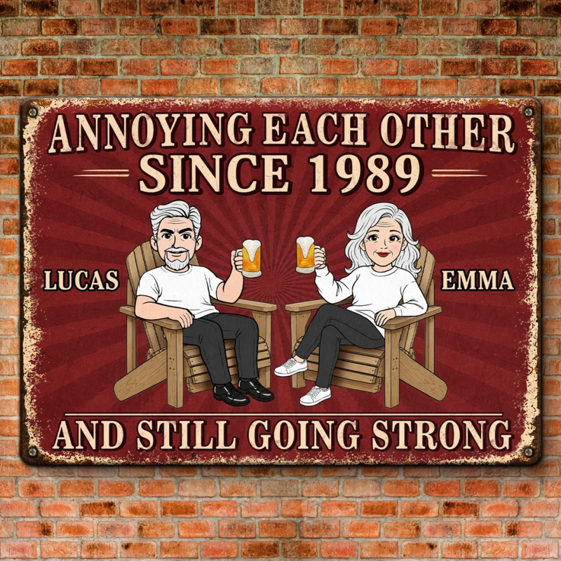 Custom Home Decor Metal Sign - Personalized Anniversary Wedding Gifts For Husband And Wife, Him And Her - Still Driving Each Other Crazy
