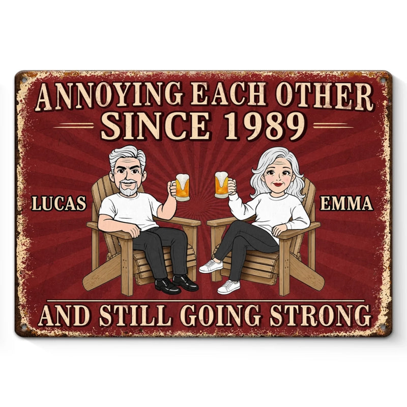 Custom Home Decor Metal Sign - Personalized Anniversary Wedding Gifts For Husband And Wife, Him And Her - Still Driving Each Other Crazy