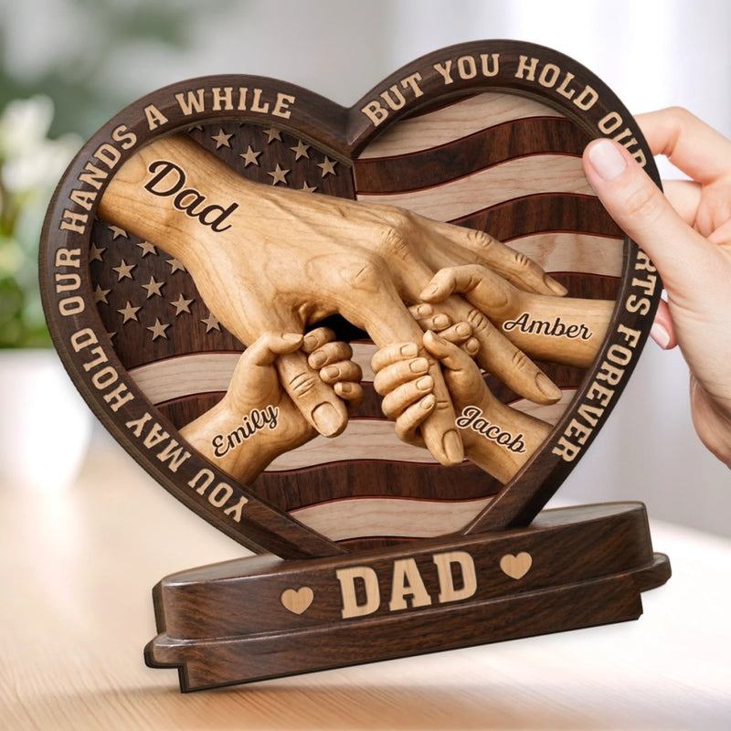 Custom 2-Layered Wooden Plaque - Personalized Father's Day Birthday Gifts For Dad, Grandpa - Dad’s Love Is Our Foundation