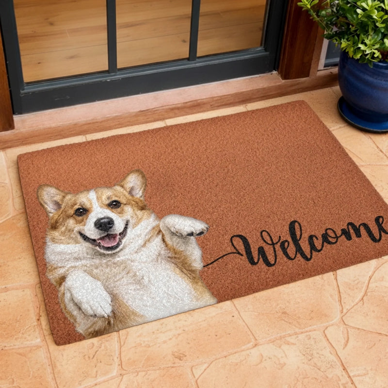 Custom Photo Coir Doormat - Personalized Birthday Gifts For Dog Cat Lovers, Dog Dad And Mom, Cat Owners - Pawsitively Welcoming You Inside