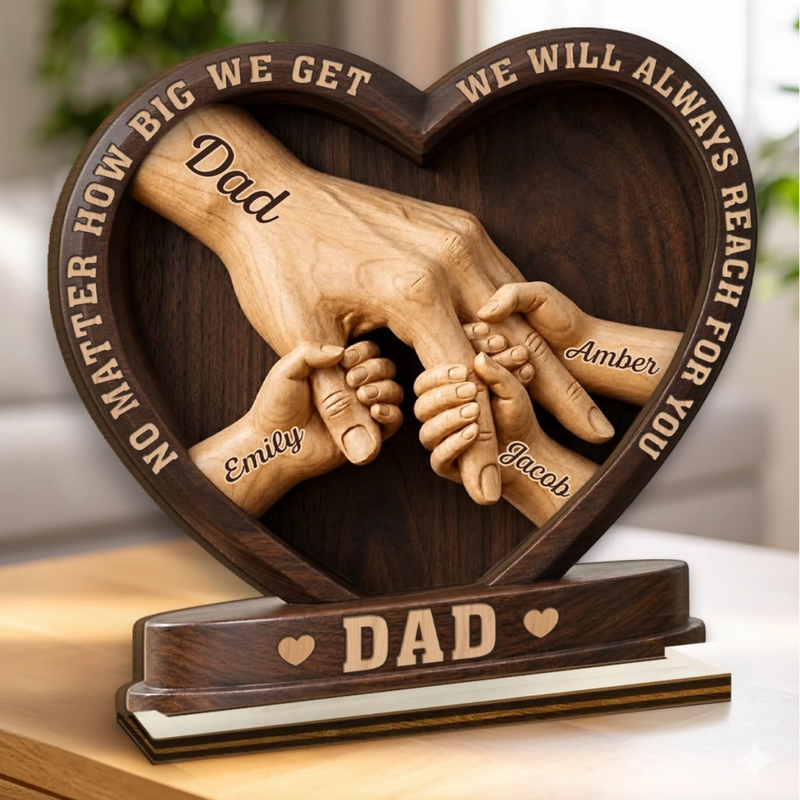 Custom 2-Layered Wooden Plaque - Personalized Father's Day Birthday Gifts For Dad, Grandpa - Created With Love