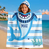 Custom Poncho Beach Towel - Personalized Summer Vacation And Travel Gifts For Women, Men, Kids - Beware Of Cute Shark Bites