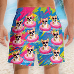 Custom Photo Tropical Hawaiian Aloha Men Beach Shorts - Personalized Summer Vacation And Travel Gifts For Dog Cat Lovers, Dog Dad And Mom, Cat Owners - The Coolest Boss In Town