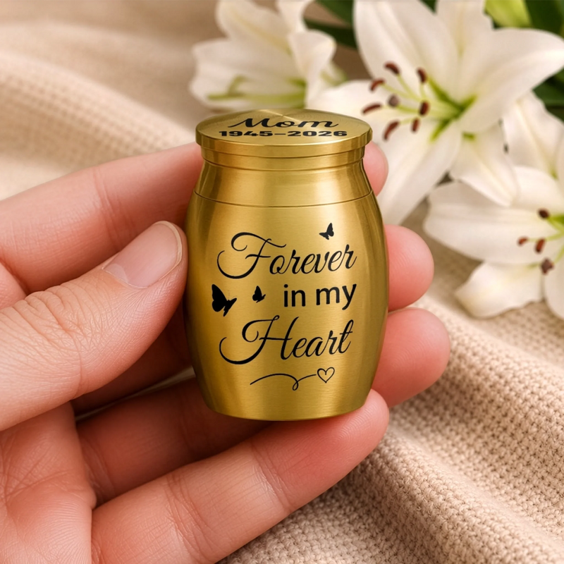 Custom Memorial Urn - Personalized  Memorial Sympathy Gifts For Loss Of Mom, Dad – Forever In Our Hearts