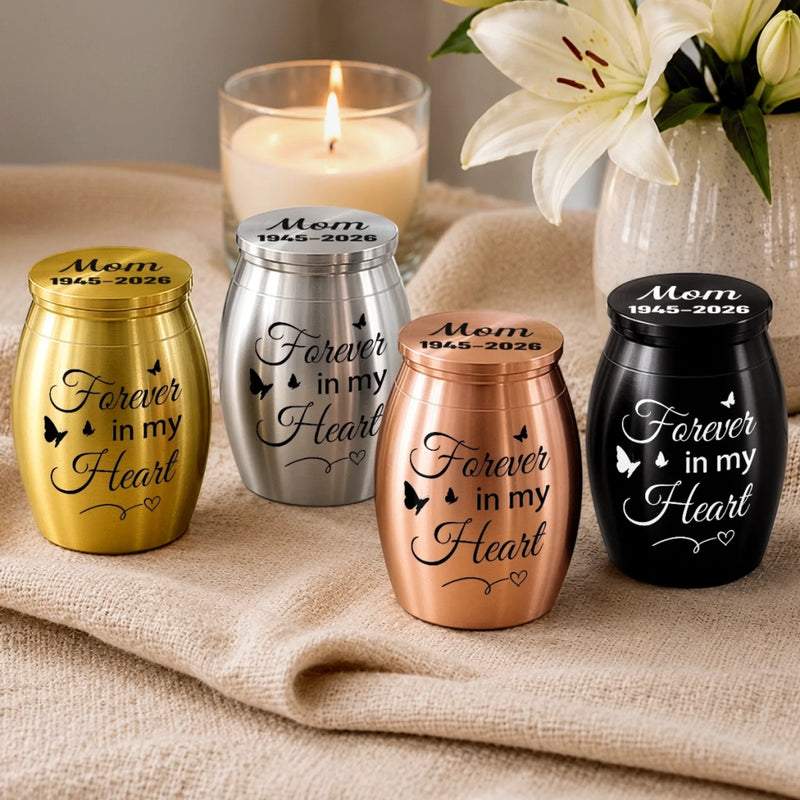 Custom Memorial Urn - Personalized  Memorial Sympathy Gifts For Loss Of Mom, Dad – Forever In Our Hearts
