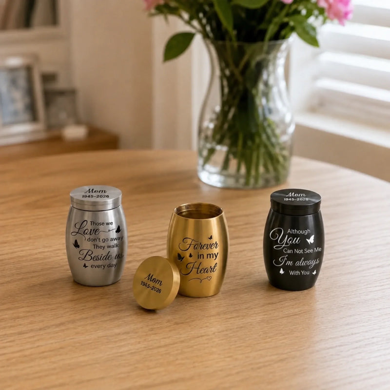 Custom Memorial Urn - Personalized  Memorial Sympathy Gifts For Loss Of Mom, Dad – Forever In Our Hearts