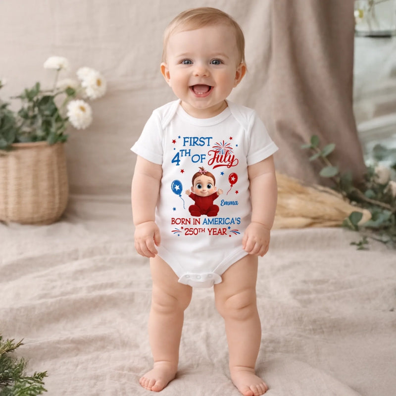 Custom Baby Onesie - Personalized Baby Shower, Gender Reveal, America 250th Anniversary Gifts For New Moms, New Dads, New Parents - Little Star Of Freedom
