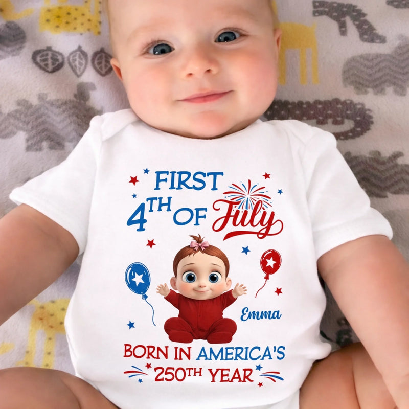 Custom Baby Onesie - Personalized Baby Shower, Gender Reveal, America 250th Anniversary Gifts For New Moms, New Dads, New Parents - Little Star Of Freedom