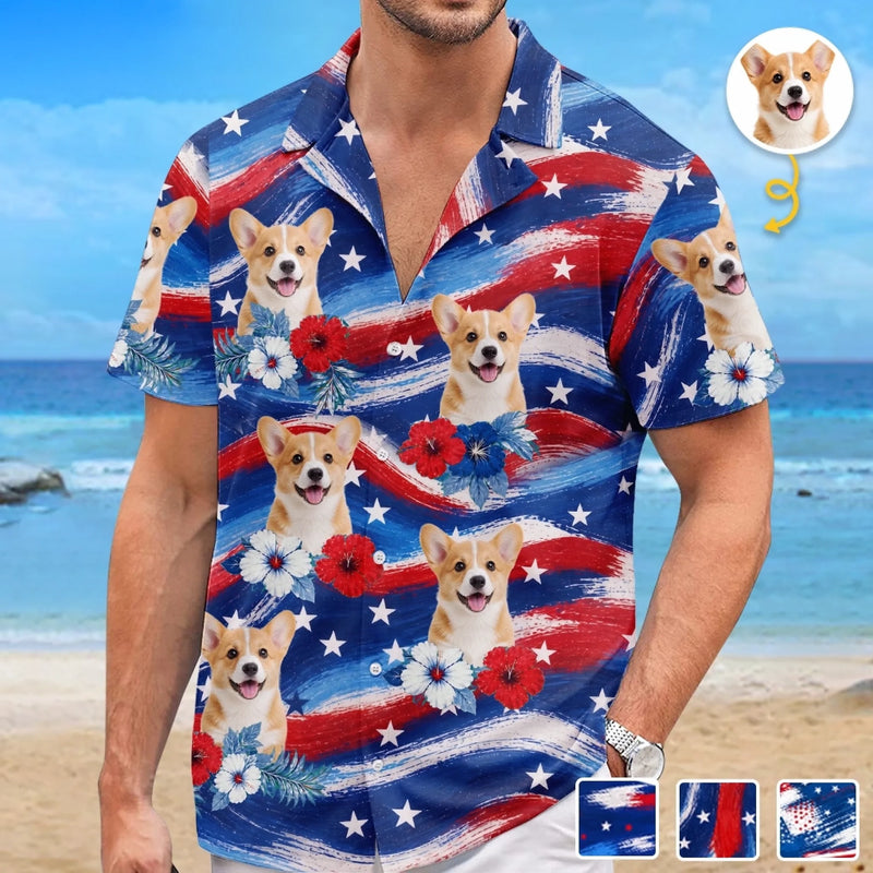 Custom Photo Unisex Tropical Hawaiian Aloha Shirt - Personalized Summer Vacation And Travel Gifts For Dog Cat Lovers, Dog Dad And Mom, Cat Owners - My Favorite Travel Companion Has Paws