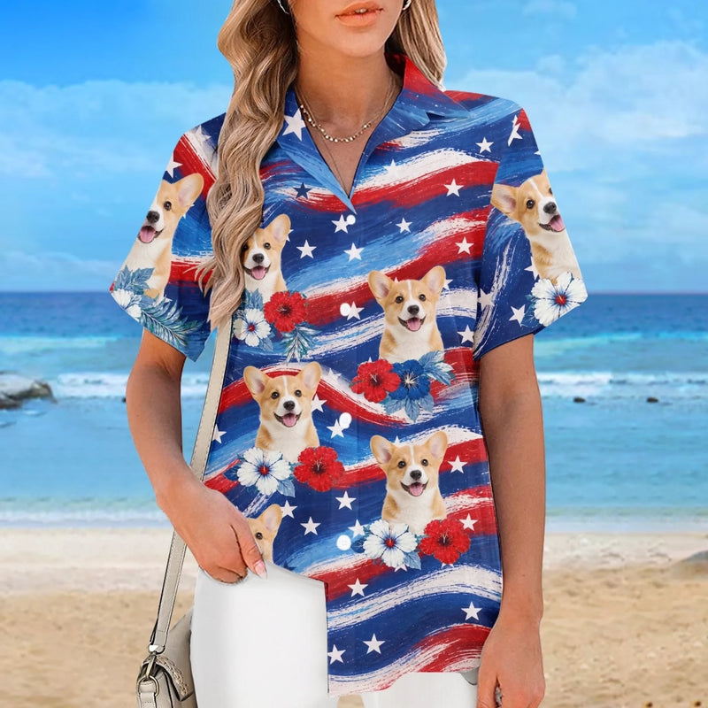 Custom Photo Unisex Tropical Hawaiian Aloha Shirt - Personalized Summer Vacation And Travel Gifts For Dog Cat Lovers, Dog Dad And Mom, Cat Owners - My Favorite Travel Companion Has Paws