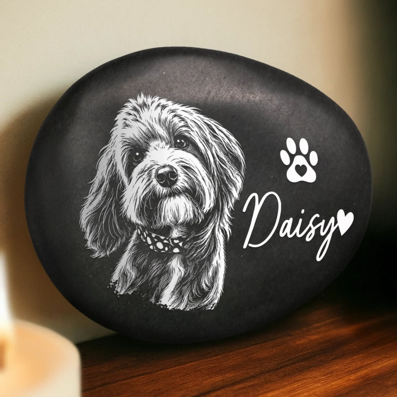 Custom Photo Printed Rock - Personalized Pet Memorial Gifts For Dogs, Cats - Gone But Never Forgotten