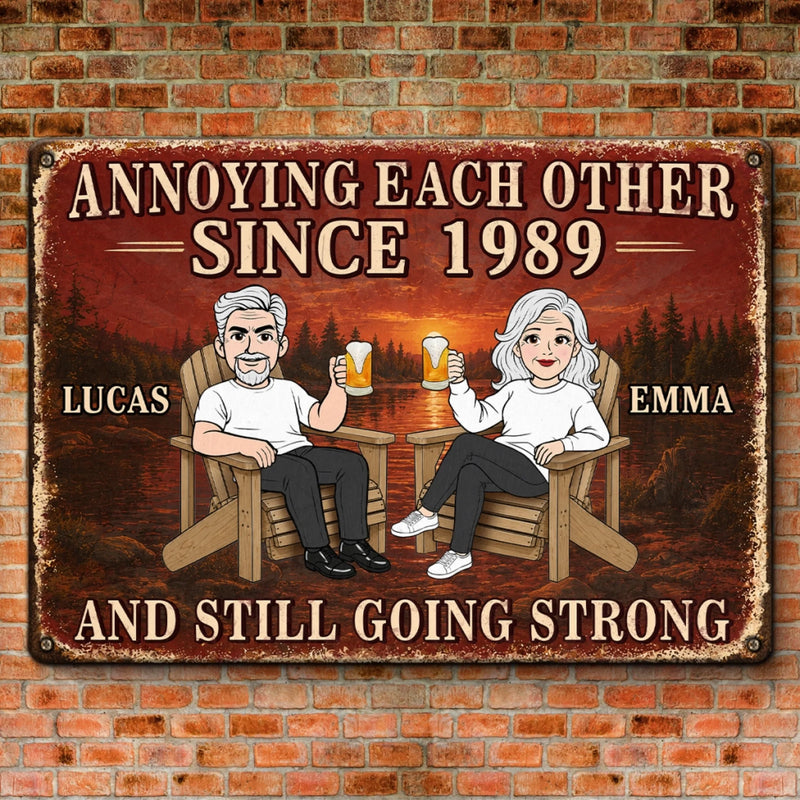 Custom Home Decor Metal Sign - Personalized Anniversary Wedding Gifts For Husband And Wife, Him And Her - Crazy Together Since Forever