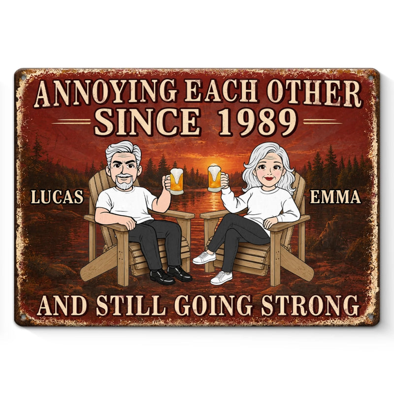 Custom Home Decor Metal Sign - Personalized Anniversary Wedding Gifts For Husband And Wife, Him And Her - Crazy Together Since Forever