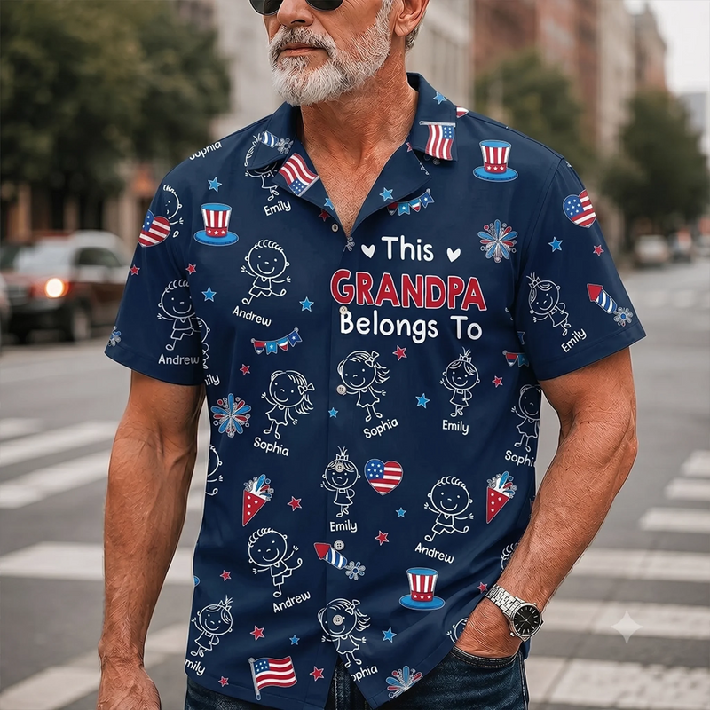 Custom Unisex Tropical Hawaiian Aloha Shirt - Personalized America 250th Anniversary Father's Day Gifts For Dad, Grandpa - Freedom Family Legacy
