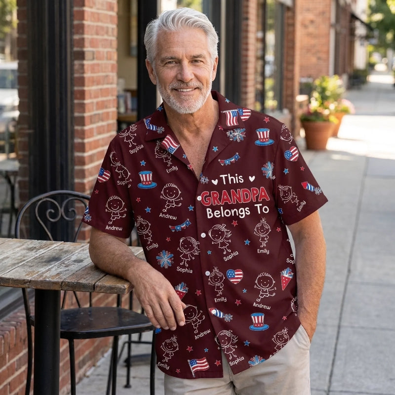 Custom Unisex Tropical Hawaiian Aloha Shirt - Personalized America 250th Anniversary Father's Day Gifts For Dad, Grandpa - Freedom Family Legacy