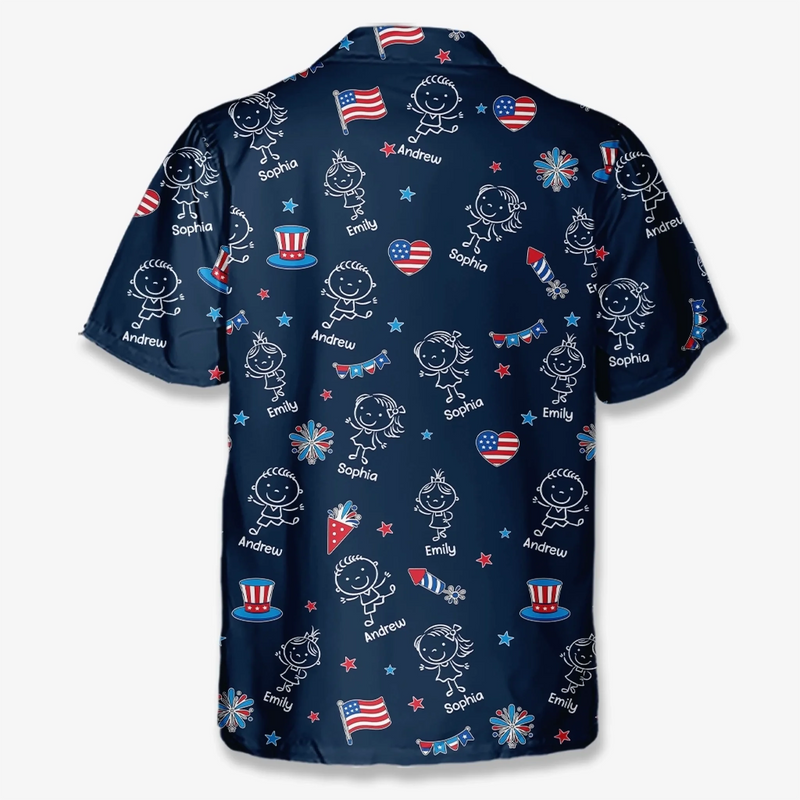 Custom Unisex Tropical Hawaiian Aloha Shirt - Personalized America 250th Anniversary Father's Day Gifts For Dad, Grandpa - Freedom Family Legacy