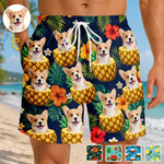 Custom Photo Tropical Hawaiian Aloha Men Beach Shorts - Personalized Summer Vacation And Travel Gifts For Dog Cat Lovers, Dog Dad And Mom, Cat Owners - Sunshine And Wagging Tails